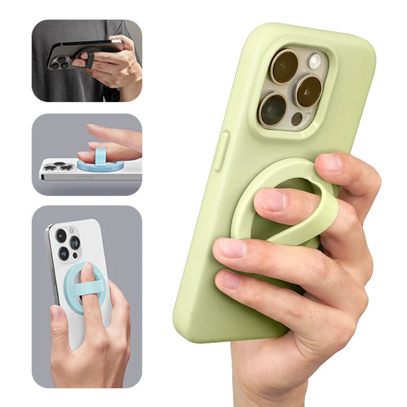Soporte magnético para anillo de teléfono, accesorio de agarre, anillo magnético extraíble para teléfono, soporte de anillo de silicona líquida resistente al agua - imagen 2