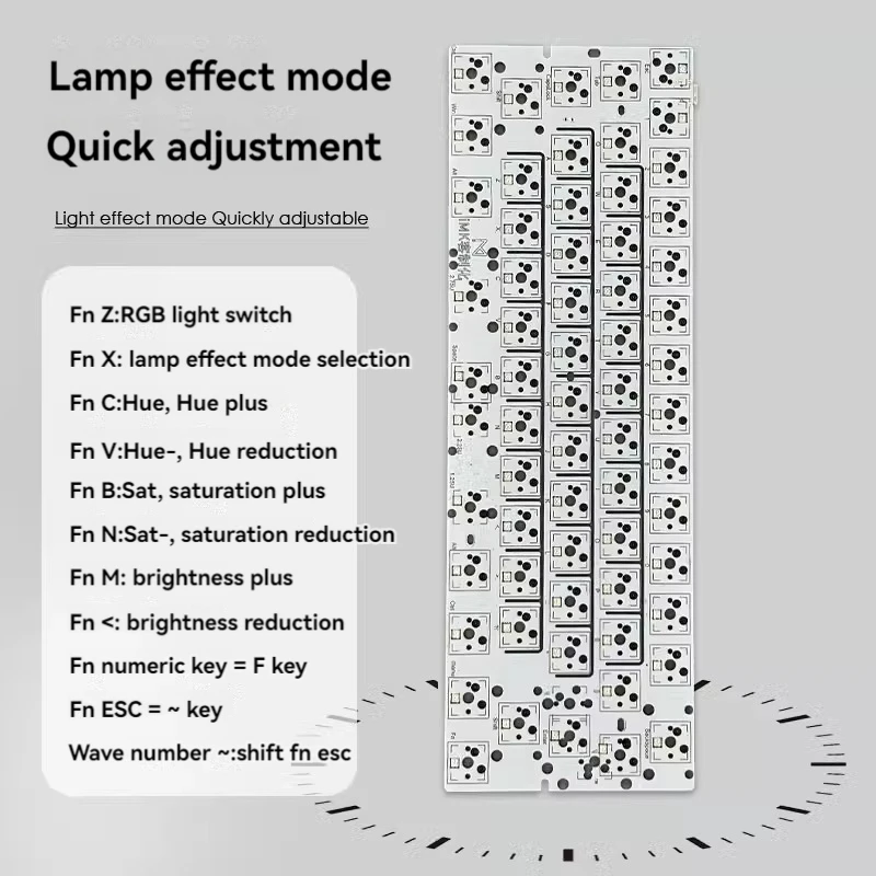 Wooting-placa PCB 60HE para teclado mecánico, accesorio personalizado, GH60, 61 teclas, modo único, intercambio en caliente, RGB, ranura de una sola tecla, admite VIA - imagen 4