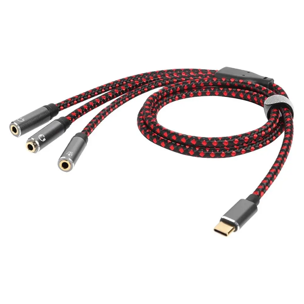 Type-C Audio Cable USB C Male To 3.5mm Jack Aux Headphone Adapter Earphone Microphone Splitter Braid Cord for PC Mobile Phone - imagen 3