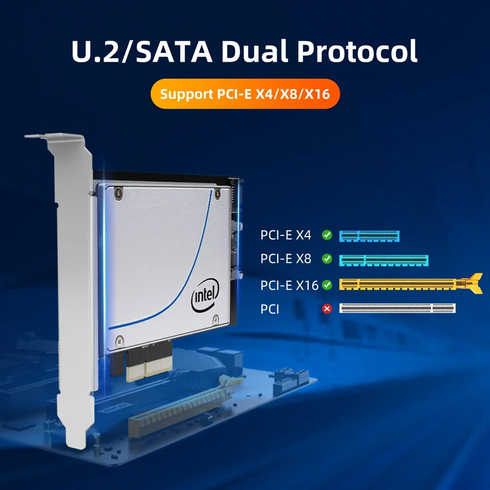 Tarjeta adaptadora MAIWO U.2/SATA PCI-E3.0X4 a U.2/SATA placa adaptadora de disco de estado sólido tarjeta de expansión SATA de 2,5 pulgadas PCI-E X8 X16 - imagen 4