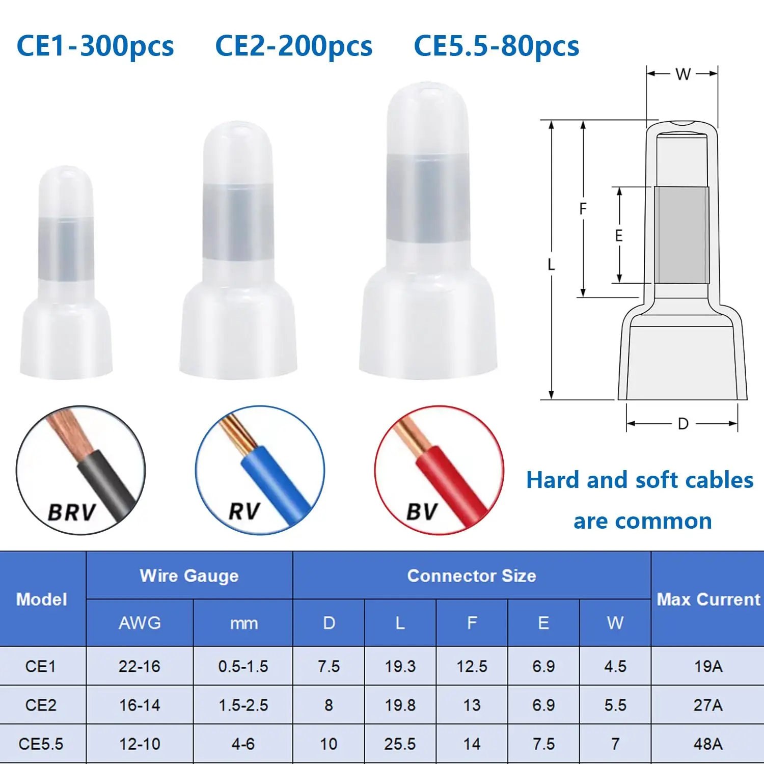 Terminal de engarzado de extremo cerrado de 580 Uds con herramienta de engarzado 22-16,16-14,12-10AWG tapas de extremo de cable conectores de cable de extremo cerrado de nailon para coche - imagen 3