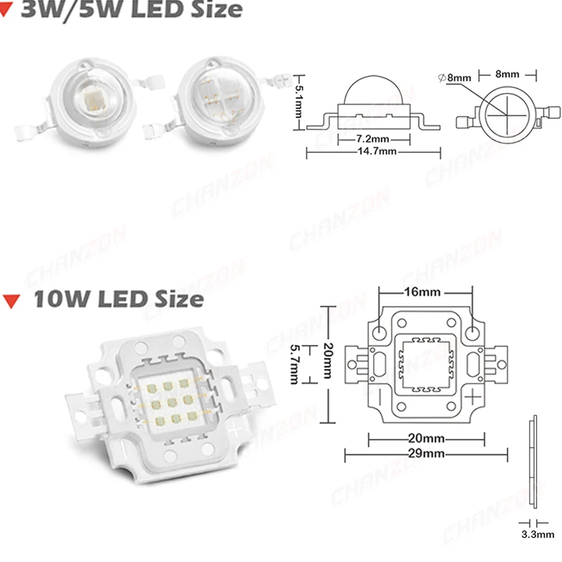 Chip Led cian Uv de alta potencia 3W 5W 10W 365nm 370nm 375nm 385nm 395nm 400nm 405nm 425nm 490nm Smd bombilla de lámpara de intensidad ultravioleta - imagen 3