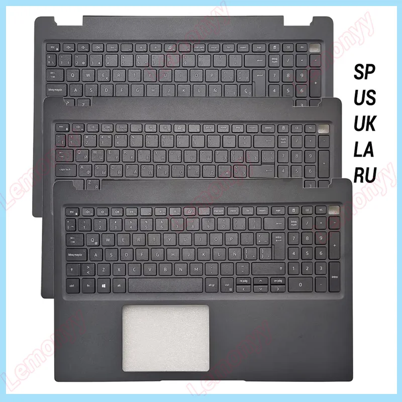 Nuevo para Dell Latitude 3510 E3510 español/EE. UU./REINO UNIDO/Ruso/latino teclado del ordenador portátil cubierta superior con reposamanos