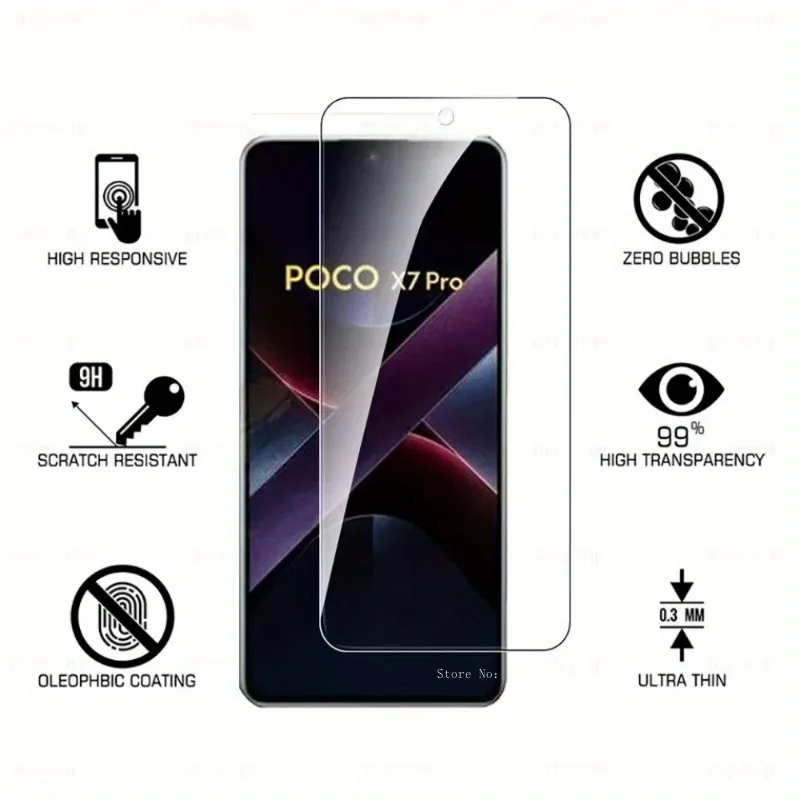 Protector de pantalla de vidrio templado para Xiaomi Poco X7 Pro 5G, desbloqueo de huellas dactilares, 3 uds. - imagen 2