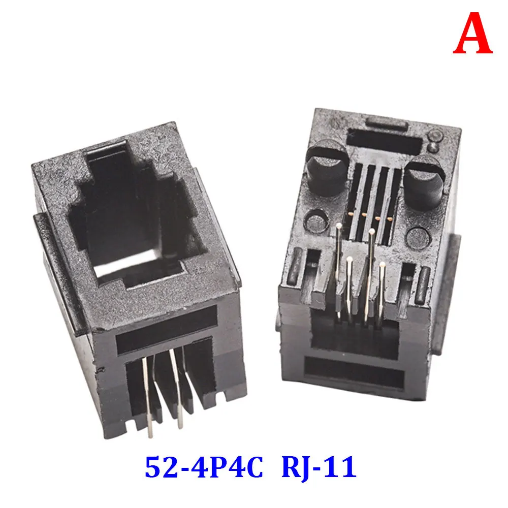 10 Uds RJ11 RJ45 enchufe 52-4P4C 6P2C 6P4C 6P6C 8P8C asiento RJ12 conector de teléfono hembra 6 núcleos cabeza de cristal 180 grados Vertical - imagen 2
