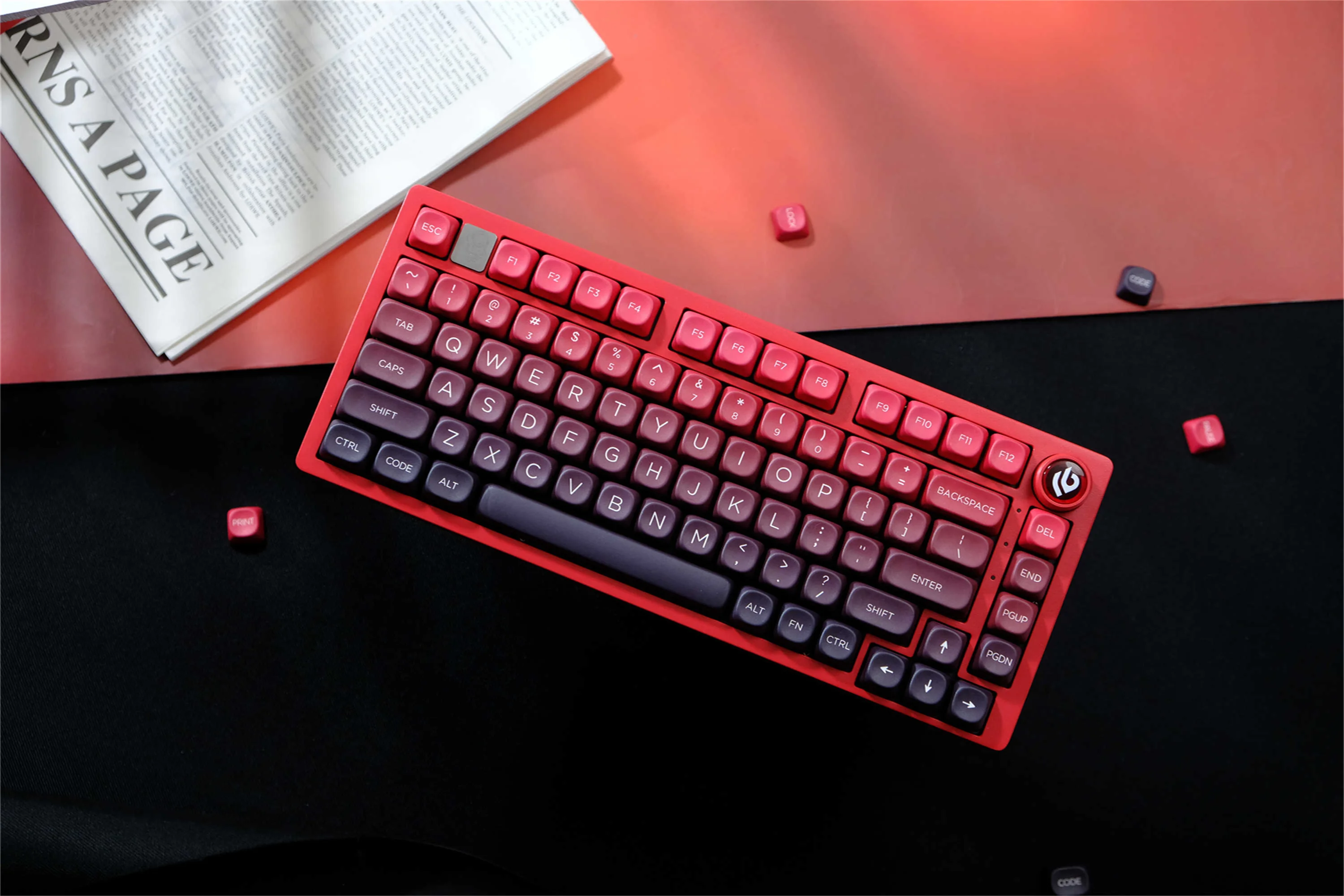 Teclas con gradiente rojo, 126 teclas, teclas PBT, perfil MOA XOA, DYE-SUB para interruptor MX, teclado mecánico, diseño ISO ANSI - imagen 2