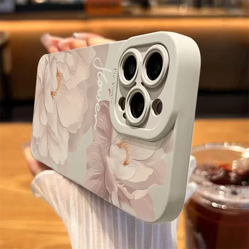 Funda de teléfono con pintura al óleo Floral para iPhone 15 Pro Max, fundas para iPhone 11 12 13 14 16 XS X XR 7 8 Plus, cubierta de parachoques mate a prueba de golpes - imagen 3