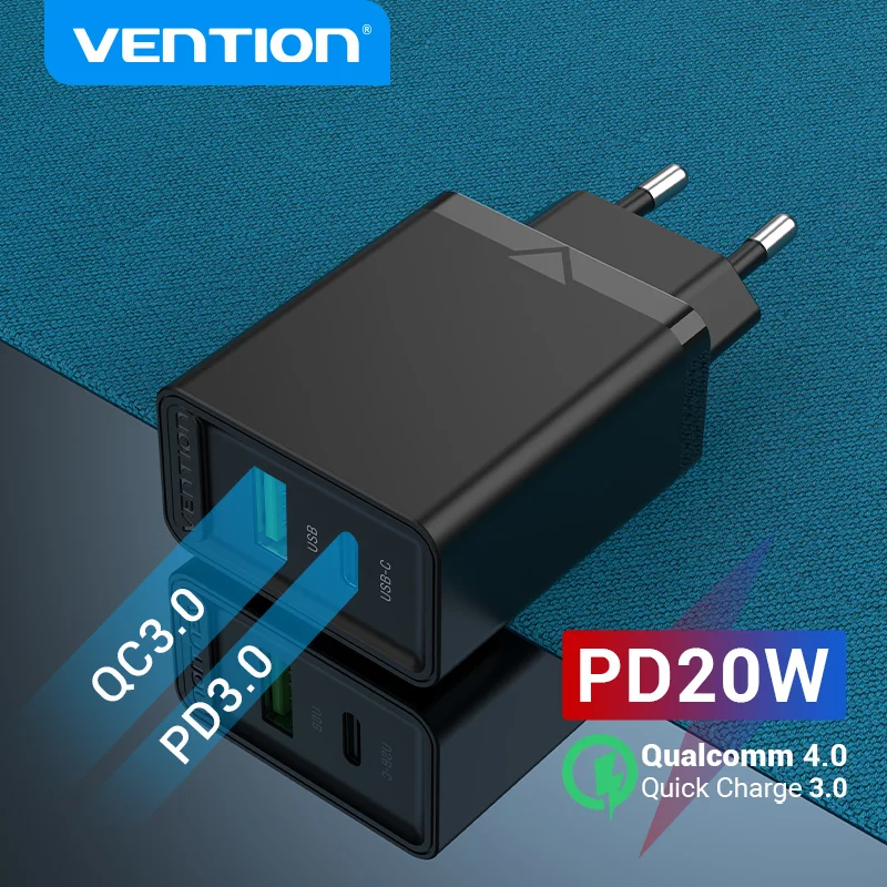 Vention-cargador USB tipo C para iPhone, dispositivo de carga rápida con QC 4,0, 3,0, 20W, PD