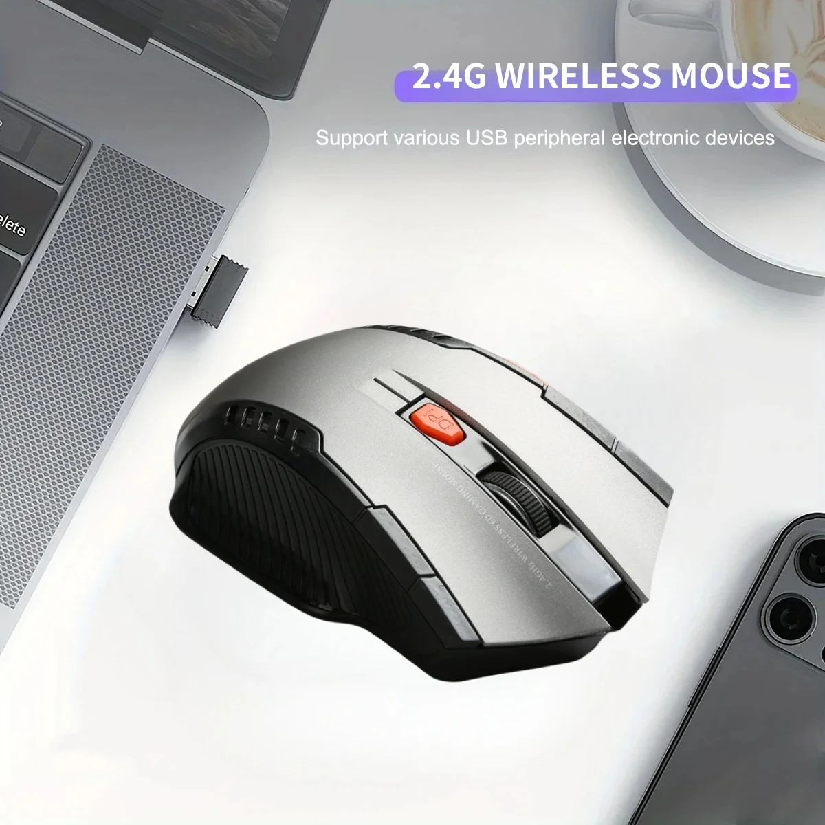 Ratón inalámbrico de 2,4 GHz con receptor USB, ratón óptico para Gamer de 1600DPI, 6 botones, accesorios para ordenador portátil, ratón para Gamer - imagen 2