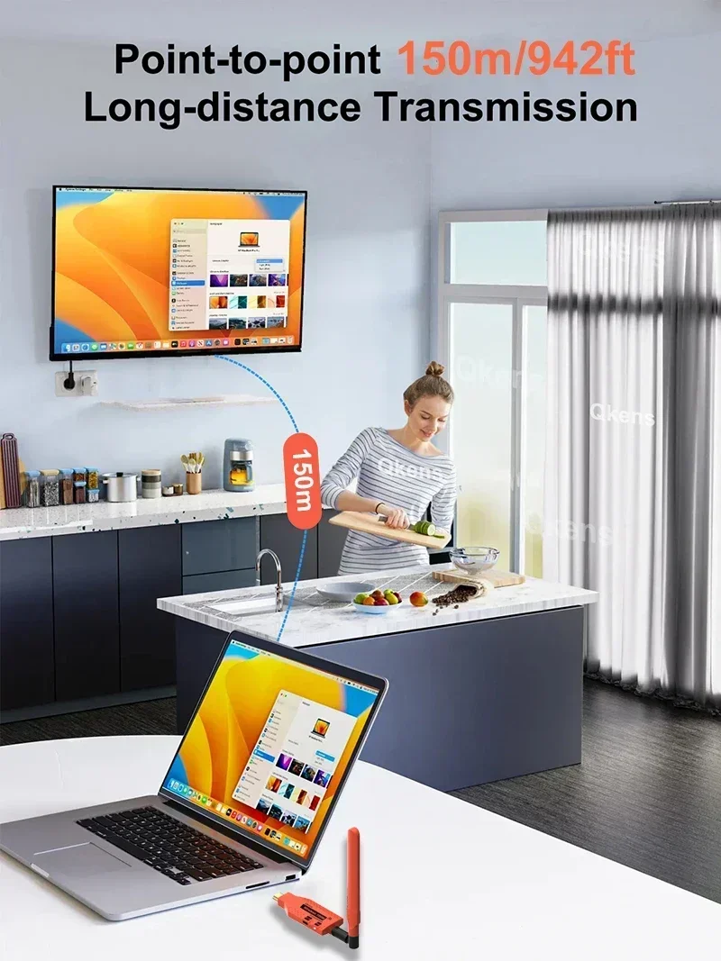 Extensor HDMI inalámbrico de 50m y 150m, transmisor y receptor de vídeo de 100m, adaptador de pantalla inalámbrica para cámara, TV, Stick, PC para monitorear