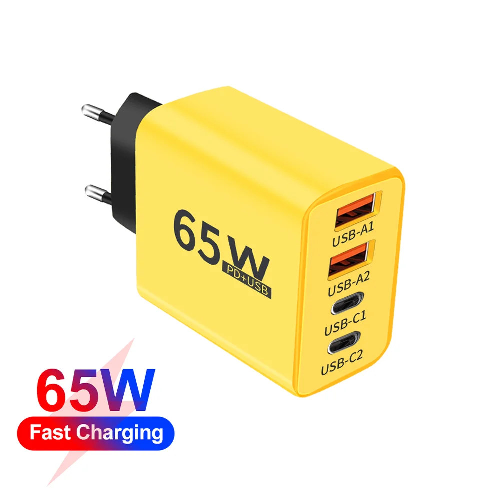 Cargador USB PD 65W QC 3,0 cargador rápido tipo C cargador de teléfono móvil adaptador de pared para Iphone 15 16 Pro Max Xiaomi Huawei Samsung