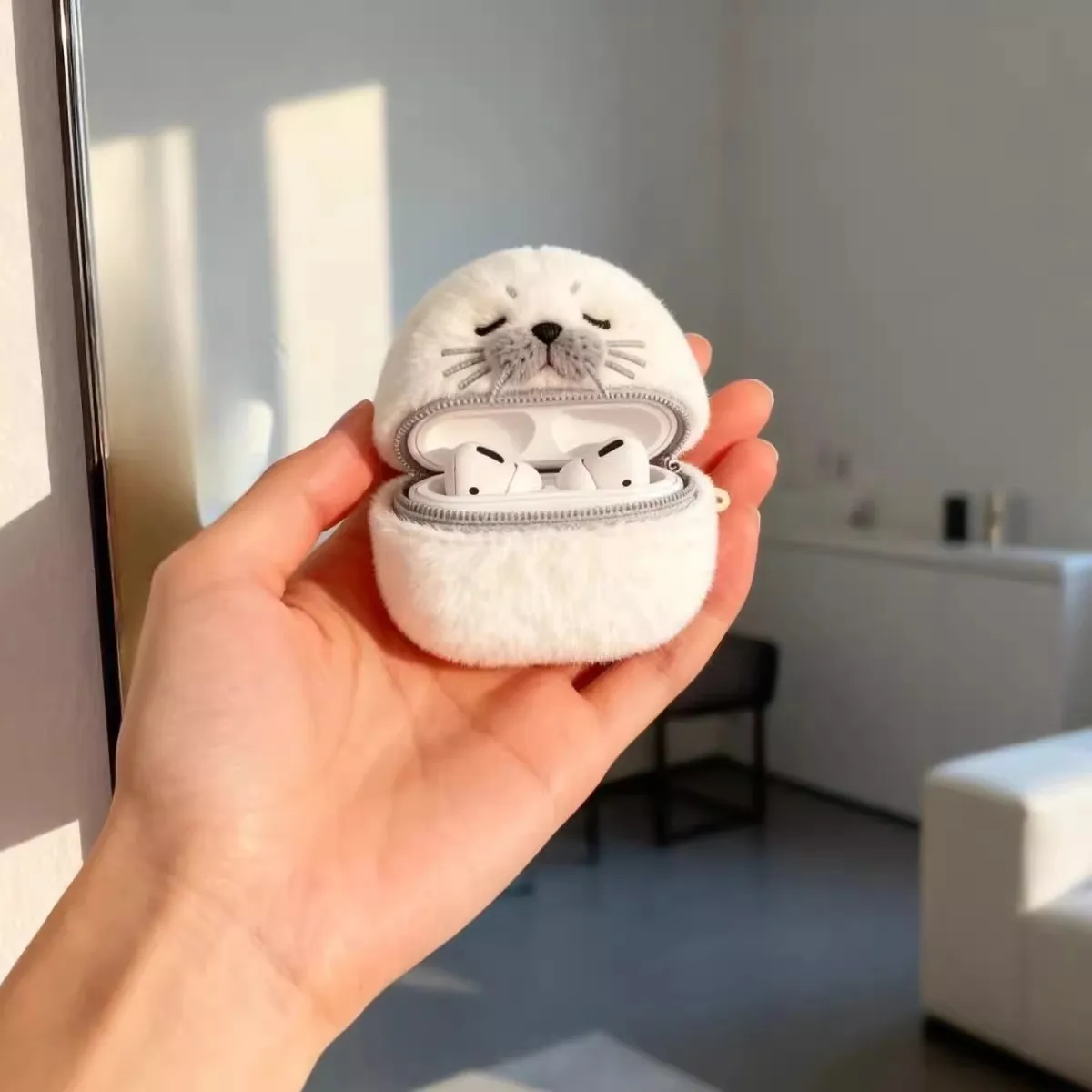 Funda Original de felpa Phocidae para teléfono, decoración de dibujos animados, funda protectora personalizada para Airpodspro1/2/AirPods 4 Y2k, accesorio - imagen 4