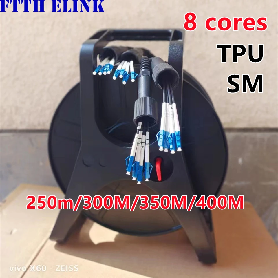 Cable de conexión de fibra 8C TPU LC-LC blindado 250m300m350m400m con tambor PCD380 8 núcleos SM LSZH 5mm impermeable monomodo exterior FTTH - imagen 2