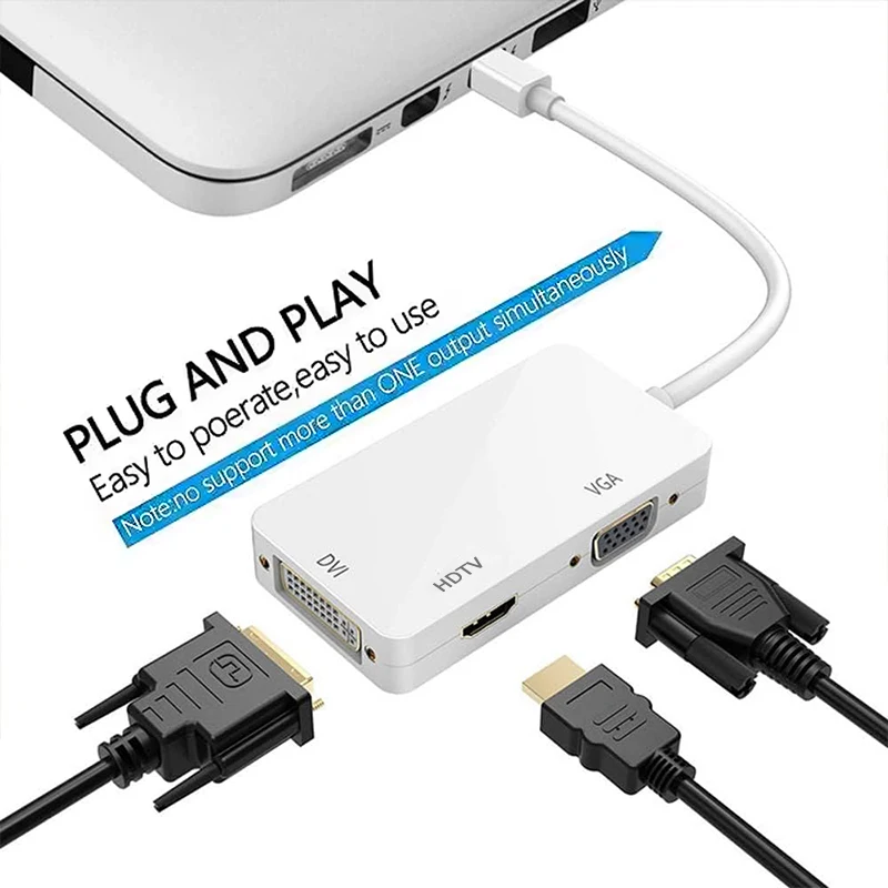 Mini Displayport DP macho a DVI HDMI, adaptador hembra de Audio VGA compatible con puerto de visualización, convertidor de Cable para proyector de PC, 3 en 1 - imagen 2