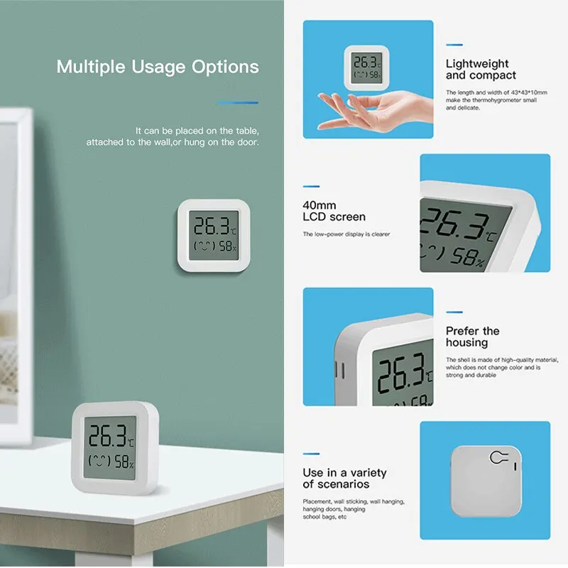 Tuya-Sensor inteligente de temperatura y humedad, higrómetro interior, termómetro, pantalla LCD, compatible con asistente de Google Alexa, WiFi - imagen 3
