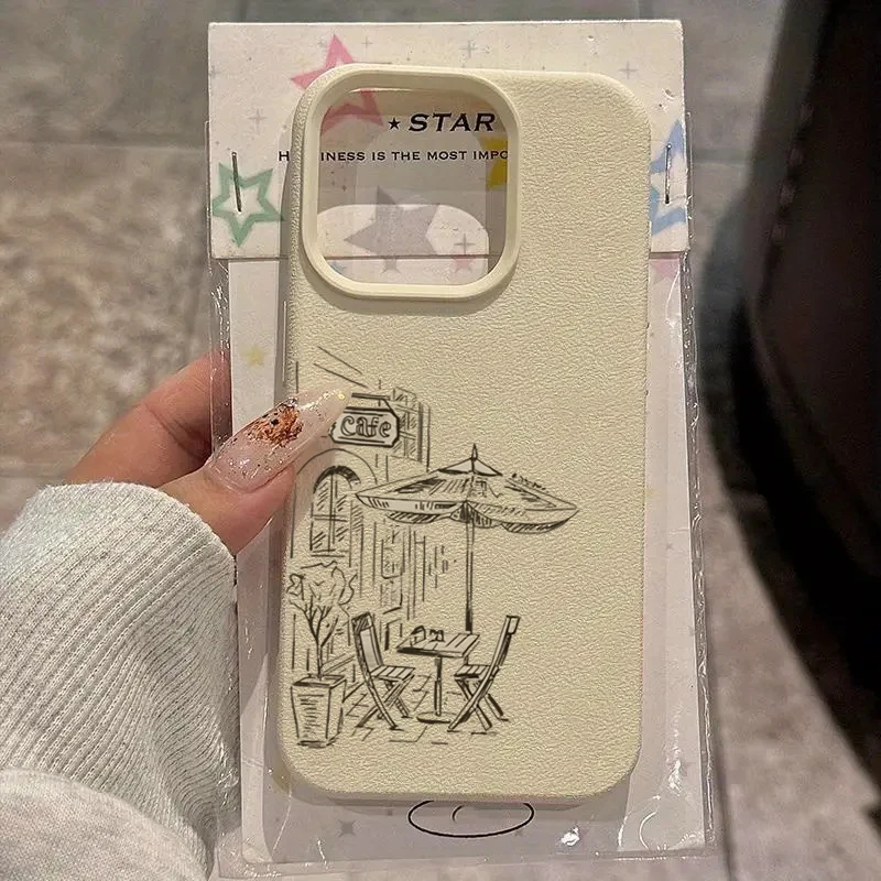 Funda de teléfono para iPhone 16 15 14 13 12 11 Pro Max XS XR XSMax 14 Plus 16e Vintage Black Street Shop diseño antideslizante suave TPU - imagen 2