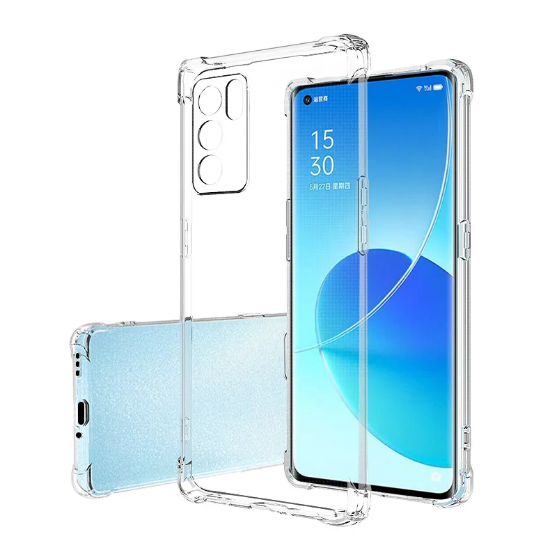 Funda de Airbag transparente Original para OPPO Reno 6 Z Pro Plus Lite 5G, Funda trasera anticaída a prueba de golpes Reno6 6Z 6Pro 6Lite, Coque de silicona - imagen 2