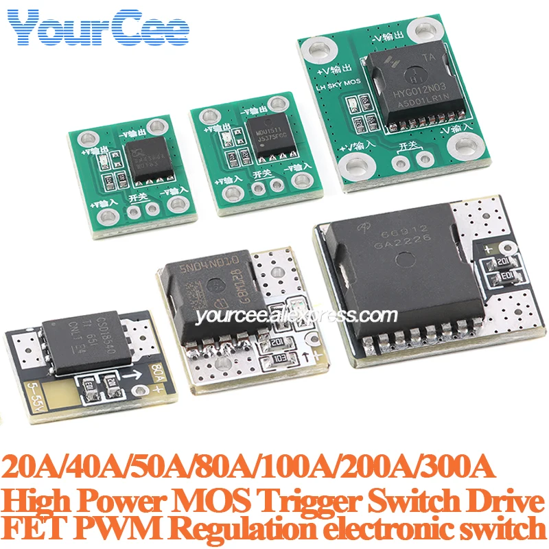 10 uds/1 unidad de interruptor de disparo MOS de alta potencia 20A 40A 50A 100A 200A 300A FET PWM regulación módulo de control de interruptor electrónico