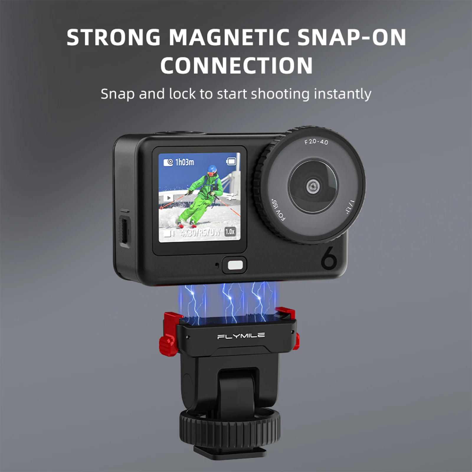 Base adaptadora magnética de liberación rápida para DJI Osmo Action 6/para soporte de Base de extensión Nano instalación estable montaje de dos garras - imagen 4