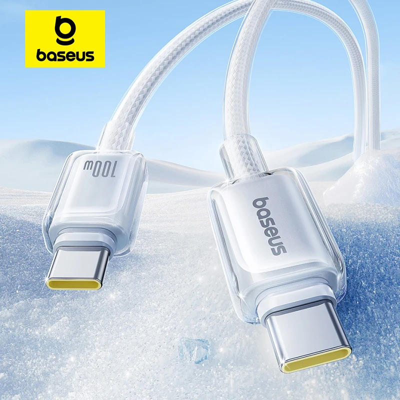 Cable USB Baseus antisobrecalentamiento de 100W para iPhone 16 15 Pro Max Cable tipo C de carga rápida transparente para Macbook Xiaomi Samsung - imagen 2