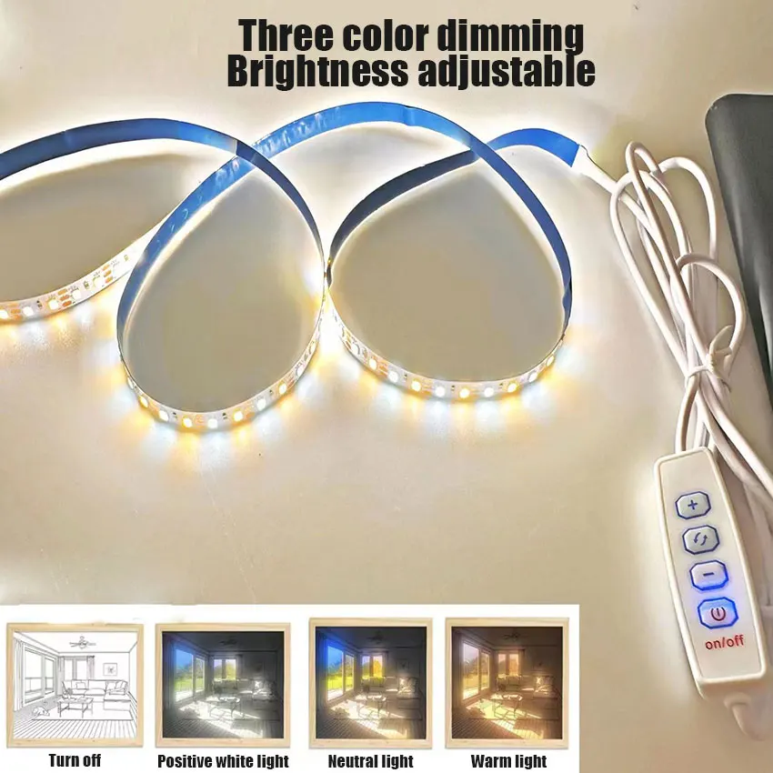 5/10 Uds USB 5V LED tricolor atenuación Color interruptor Cable atenuador controlador de 4 teclas 2CH para bajo voltaje LED CCT luz bicolor - imagen 5