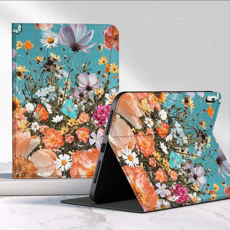 Funda colorida con arte floral para iPad Pro Mini 1, 2, 3, 4, 5, 6, 7, 7. a generación, 12,9, 10,5, 13, 11, 7,9, 8,3, M4 pulgadas - imagen 2