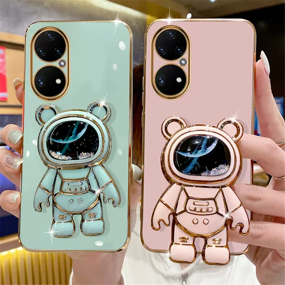 Funda con soporte de astronauta de arena movediza para Huawei P50 Pro P40 Lite P30 Lite P20 P Smart 2021 Mate 20 Honor 70 60 Pro, funda suave - imagen 3
