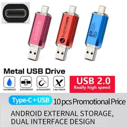 Unidad Flash USB ZSUIT 2 en 1 unidad de bolígrafo tipo c 128GB 64GB 32GB 16G USB Stick 2,0 unidad de bolígrafo móvil disco U de Metal colgante con logotipo gratis