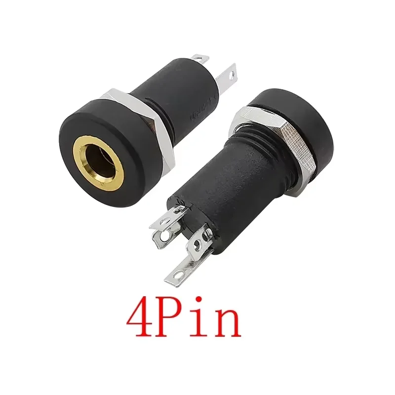 1/3/5 Uds 3,5 MM 4 pines conector de Audio estéreo 4 polos montaje en Panel de soldadura con conector de tuerca auriculares enchufe hembra PJ-392A PJ392A