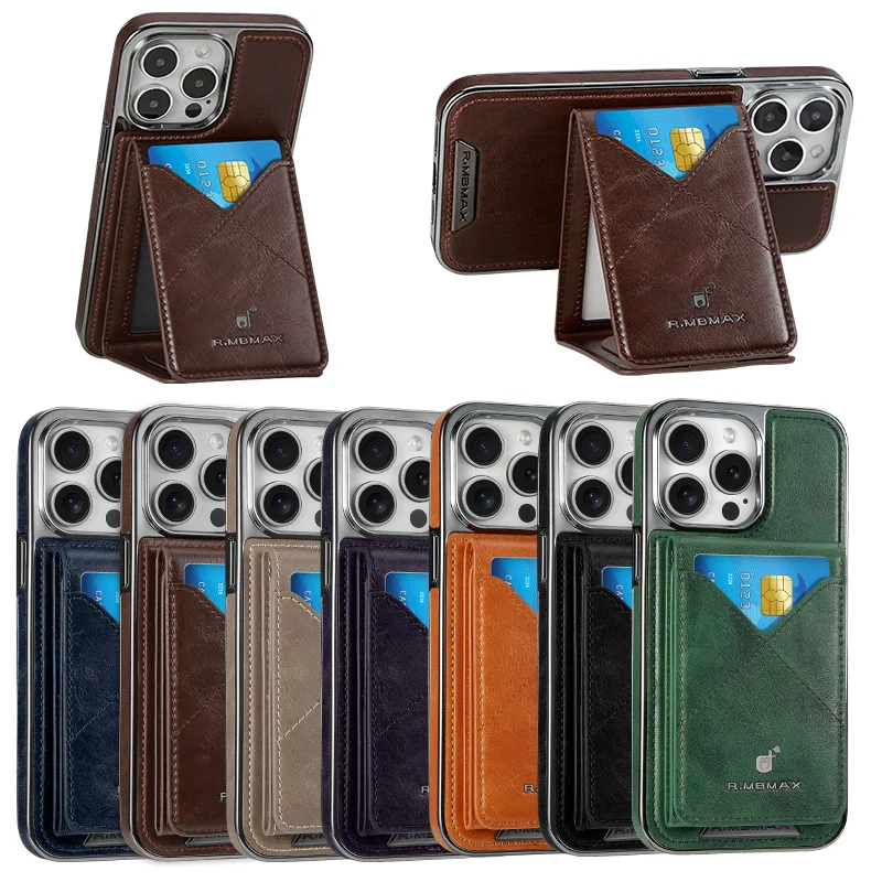 Funda magnética de cuero genuino para iPhone 12, 13, 14, 15 16 Pro Max Plus, funda desmontable para teléfono, tarjetero Magsafe 2 en 1 - imagen 2