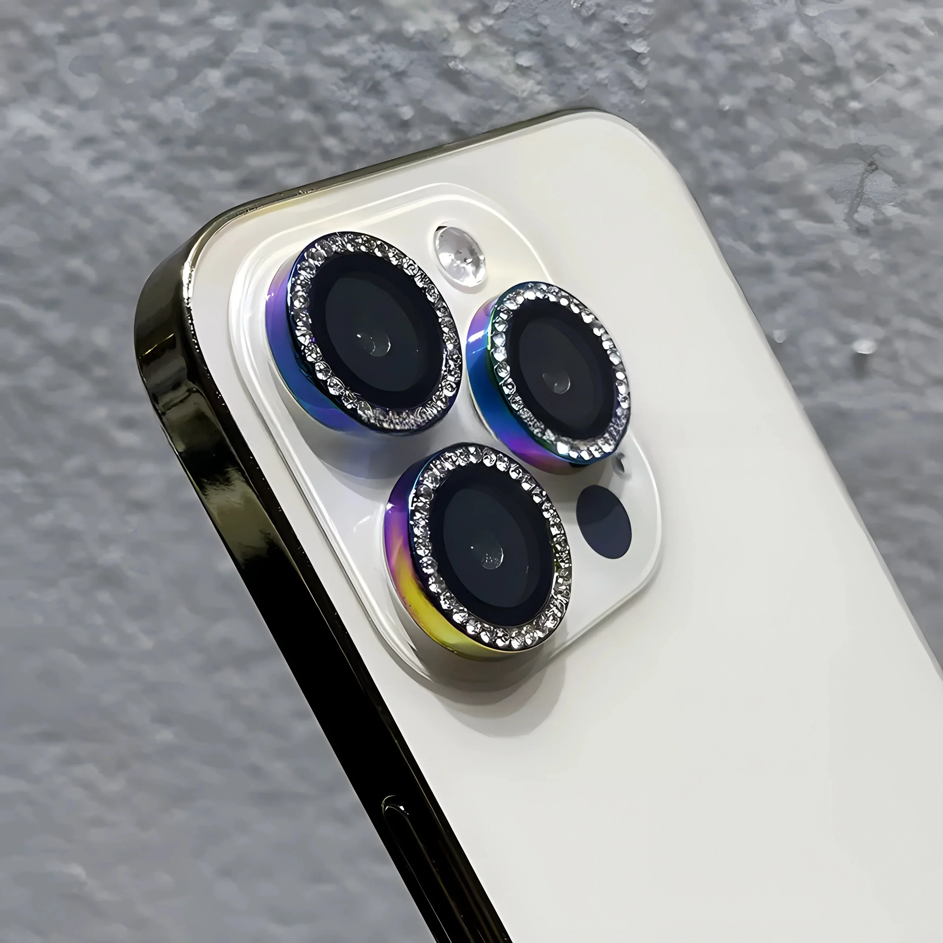 Protector de lente de cámara de Flash de diamante para IPhone 14, 13, 16 Pro Max, Mini Cristal de anillo de Metal de ladrillo brillante, 2-3 piezas - imagen 4
