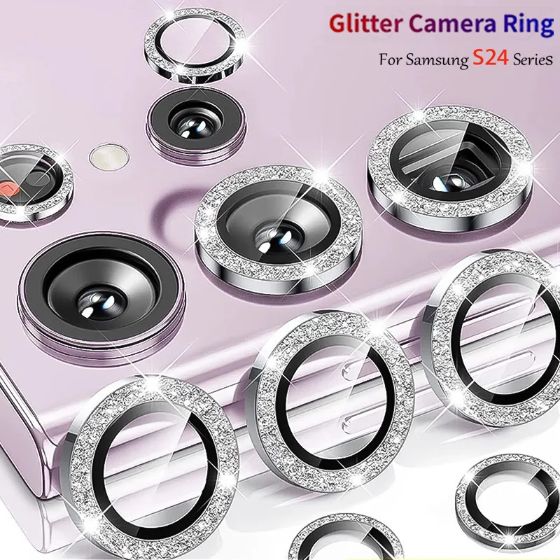 Protector de lente de cámara de diamante Lilm para Samsung Galaxy S24 Ultra S24 PLUS cubierta completa protección leng anillo de Metal tapa de cristal con purpurina - imagen 2
