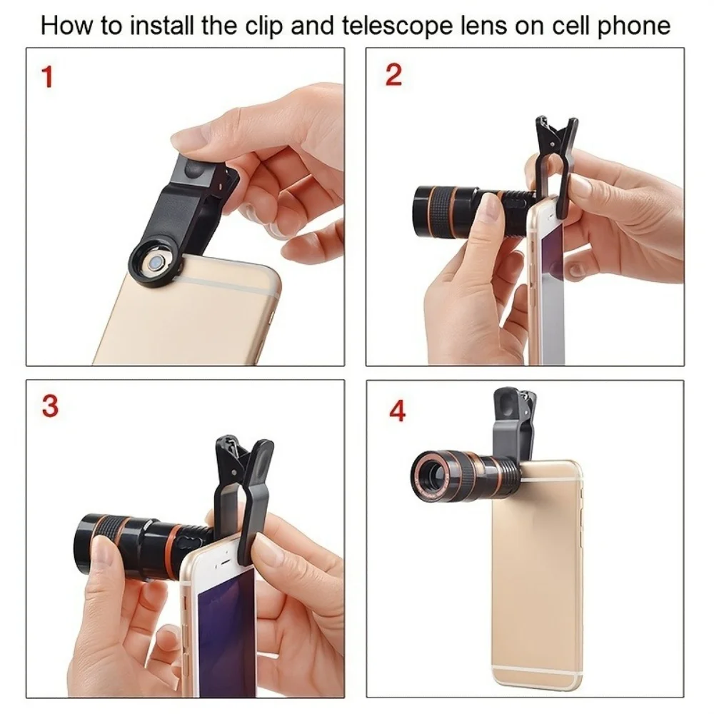 Cámara con Zoom óptico 12/8x, lente telescópica Universal externa con Clip, lente de cámara de teléfono gran angular para iPhone 15 Xiaomi14 Huwaei - imagen 4