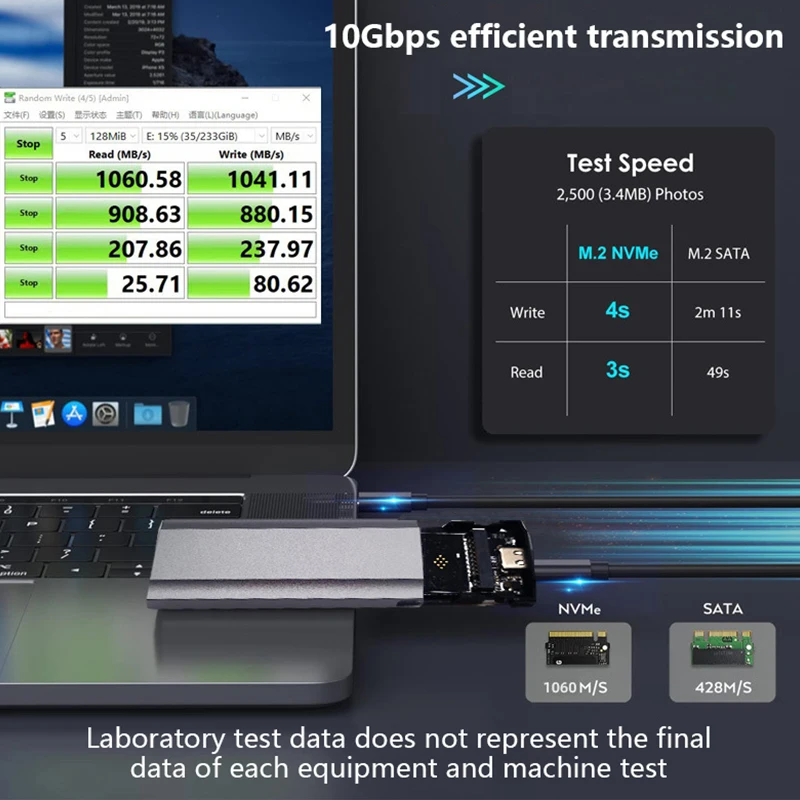 Caja de disco duro UTHAI M11 M.2 SSD, diseño sin herramientas para NGFF/NVME 10G/5G, protocolo Dual tipo C3.1, carcasa de unidad de estado sólido - imagen 4