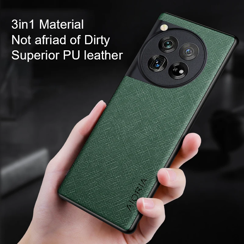 Funda de cuero con patrón cruzado para Oneplus 12, carcasa de lujo para Oneplus 12 - imagen 3