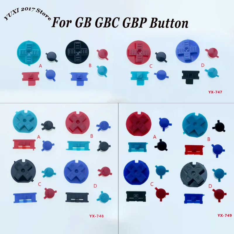 1/2 Juego de botones LR de plástico de colores, botones D y botones direccionales para reparación y reemplazo de accesorios para GB GBC GBP