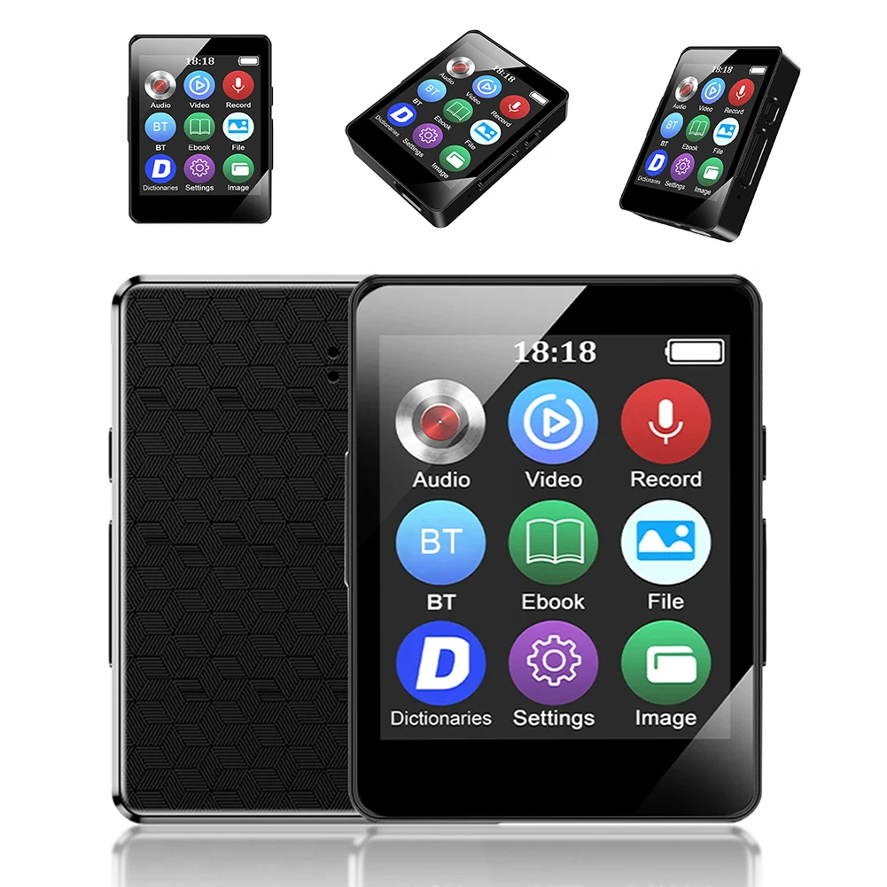 Reproductor MP3 portátil de 8/16/32/64GB, pantalla de 1,8 pulgadas, Compatible con Bluetooth 5,0, Walkman MP3 para estudiantes, regalo para niños con grabación/libro electrónico