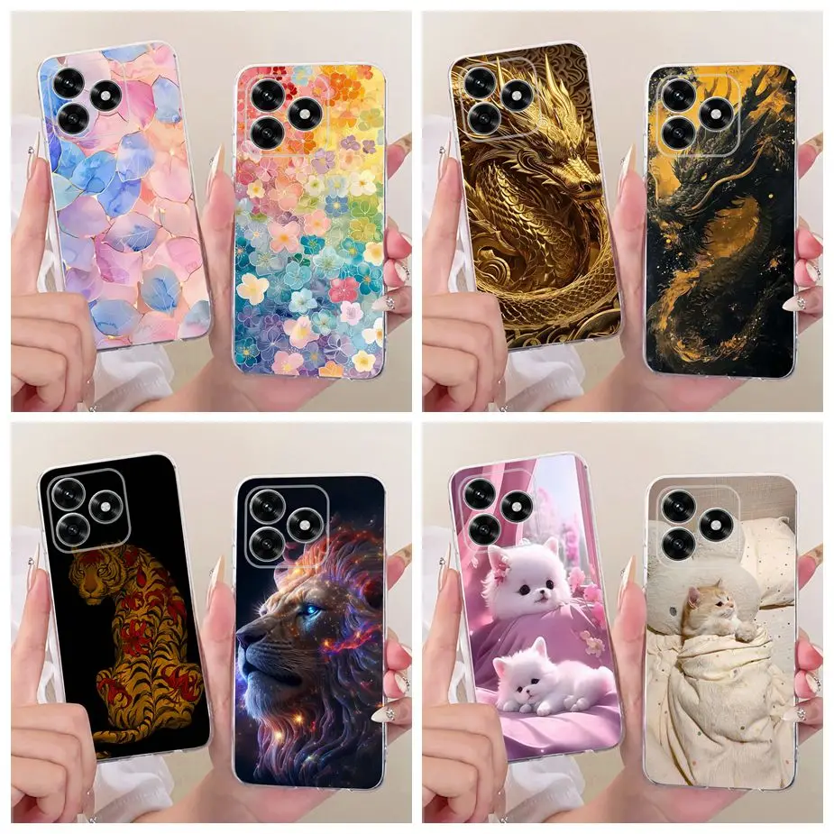 Para Honor X5C Plus funda NLA-LX1 lindos animales flores funda pintada suave funda de teléfono delgada para Honor X5C HonorX5C Plus X5Plus Shell