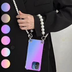 Funda Redmi 12C con pulsera de perlas y diseño degradado