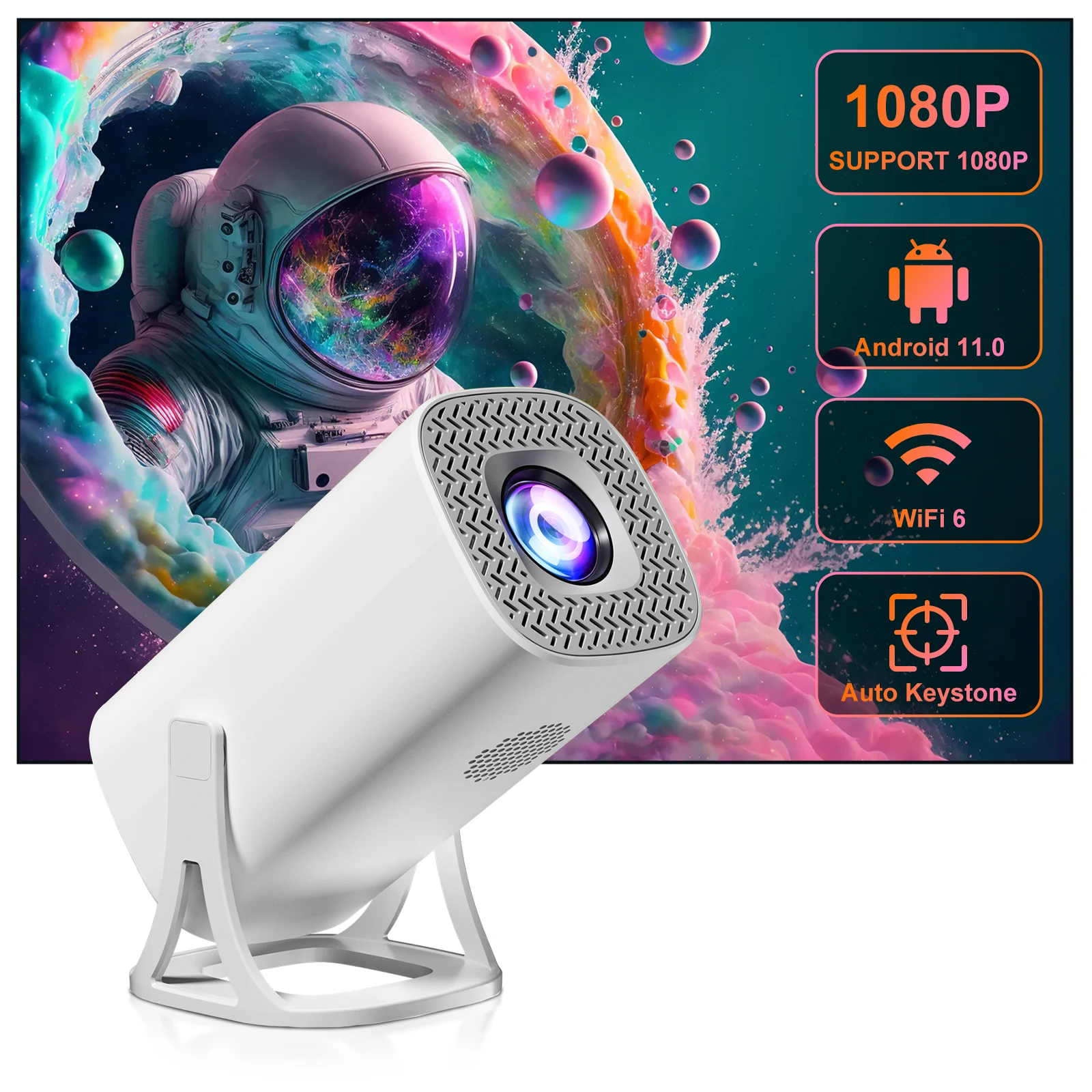Salange S40 proyector inteligente Android 11 1080P 4K película WiFi6 BT5.4 Allwinner H713 1280*720P Auto Keystone proyector de bolsillo para exteriores