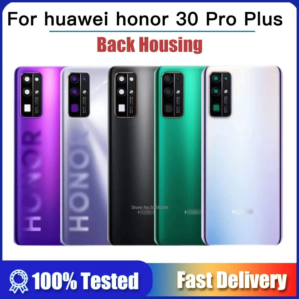 Cubierta de batería trasera Original para Huawei Honor 30 Pro Plus, carcasa trasera de puerta de Panel trasero para Honor 30pro, cubierta de batería + lente