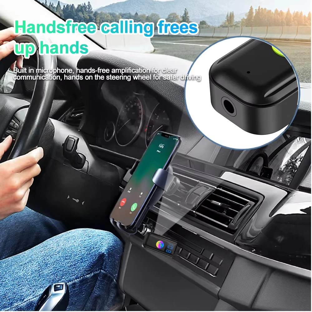 Transmisor receptor de Audio Bluetooth 5,4, adaptador de Audio AUX USB, pantalla LED, adaptador de Audio inalámbrico FM para altavoces de TV de coche y PC - imagen 3