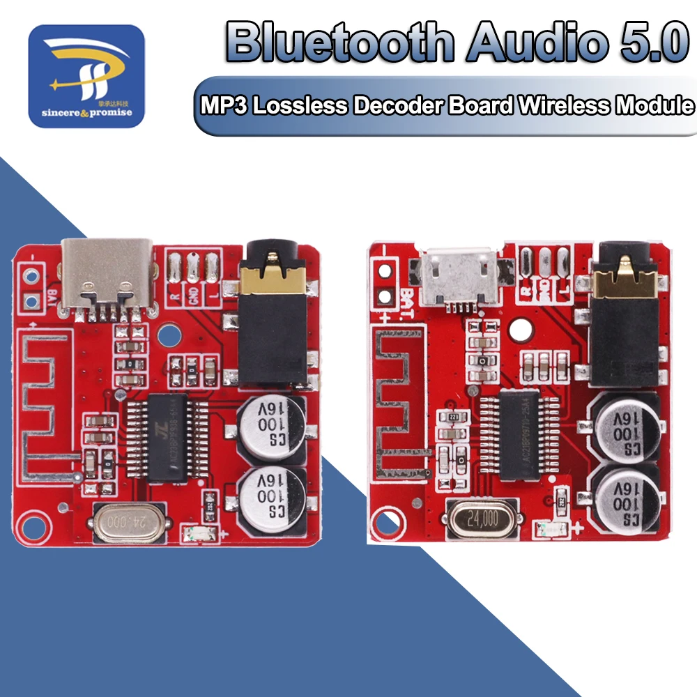 Placa receptora de Audio Bluetooth DIY TYPE-C Bluetooth 5,0 MP3 placa decodificadora de Audio para coche sin pérdidas módulo de música estéreo inalámbrico 3,7-5V - imagen 2