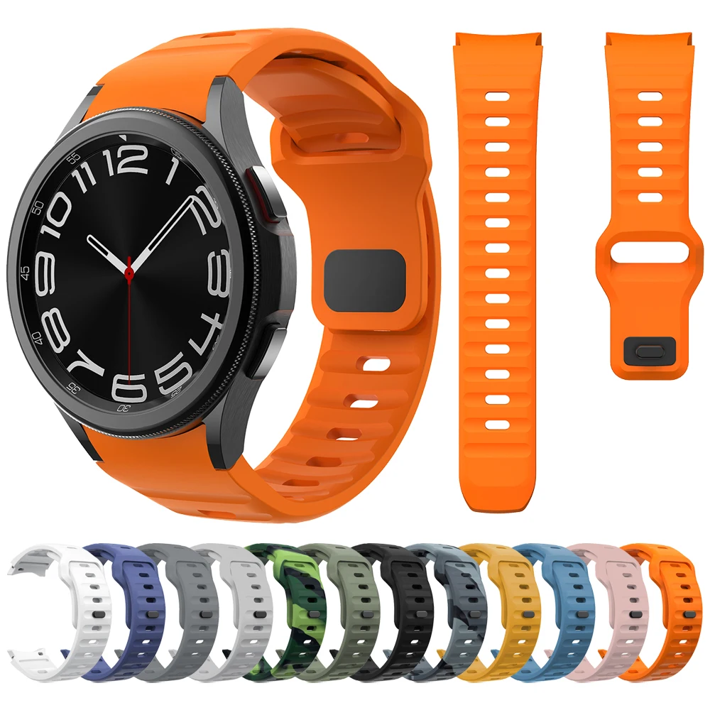 Correa deportiva de silicona para Samsung Galaxy Watch 6 Classic 47mm 43mm/Galaxy Watch 5 Pro 45mm/44mm 40mm/Watch4 46mm