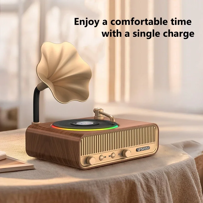Fonógrafo Retro Bluetooth altavoces pequeño Audio inalámbrico hogar creativo adornos de Audio de escritorio BT 5,3 práctico regalo de cumpleaños - imagen 4
