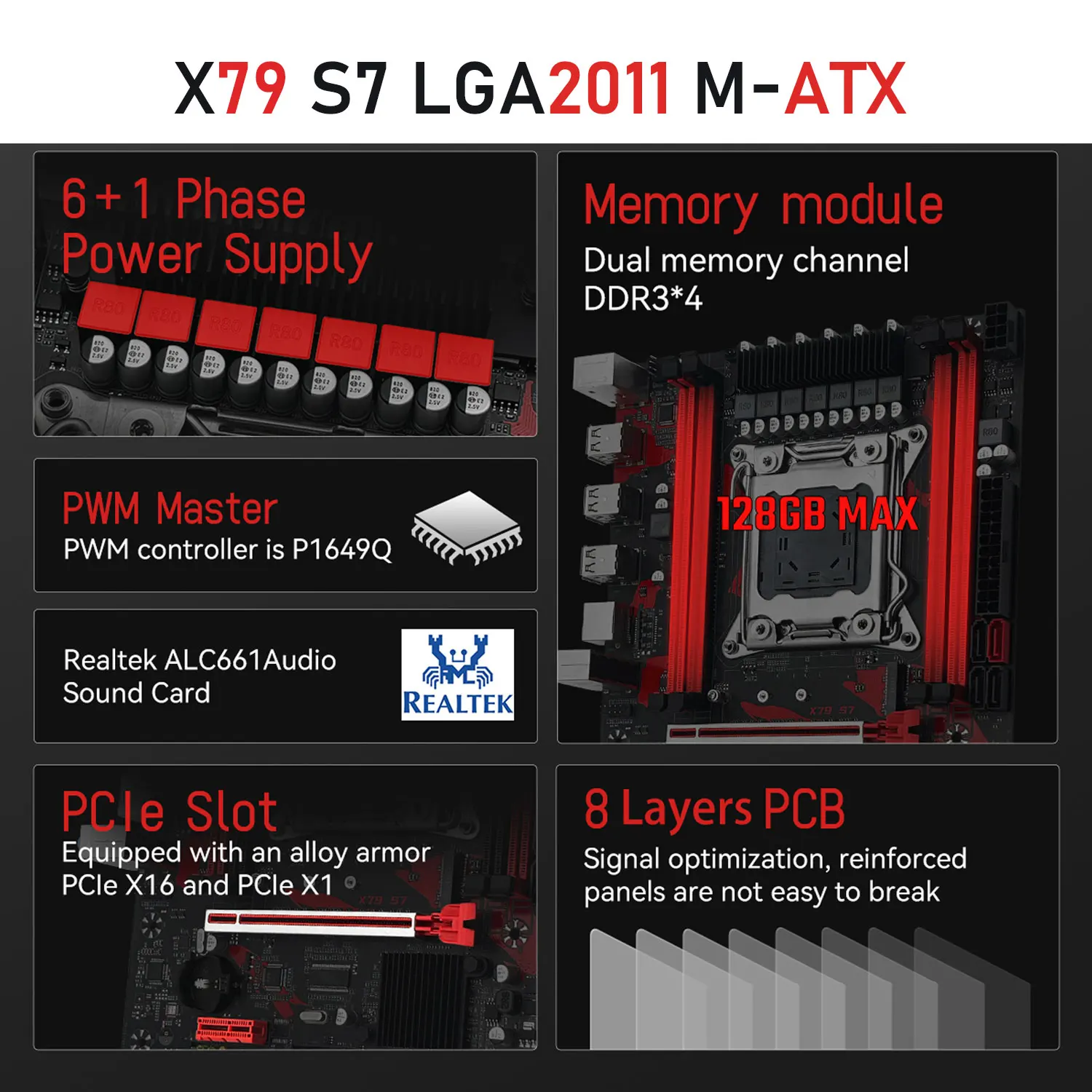 Placa base MACHINIST X79 S7 compatible con memoria RAM DDR3 ECC y procesador de CPU LGA 2011 Xeon E5 V2 USB2.0 SATA3 NVME M.2