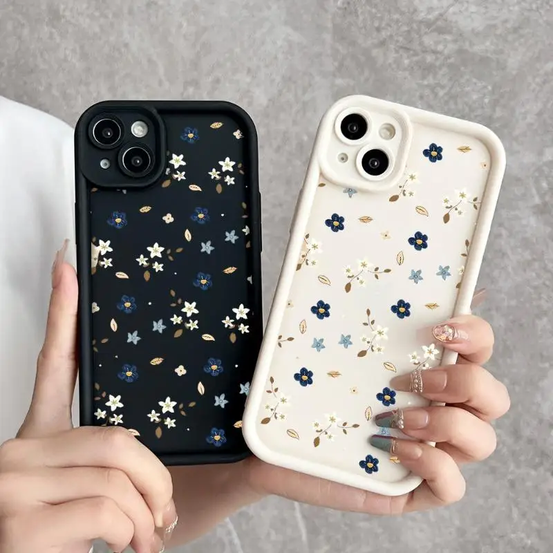 Funda de flores blancas y azules para iPhone 13Pro 16 15 14 12 11 Pro Max XR 7 8 Plus, carcasa protectora de pantalla a prueba de golpes - imagen 5