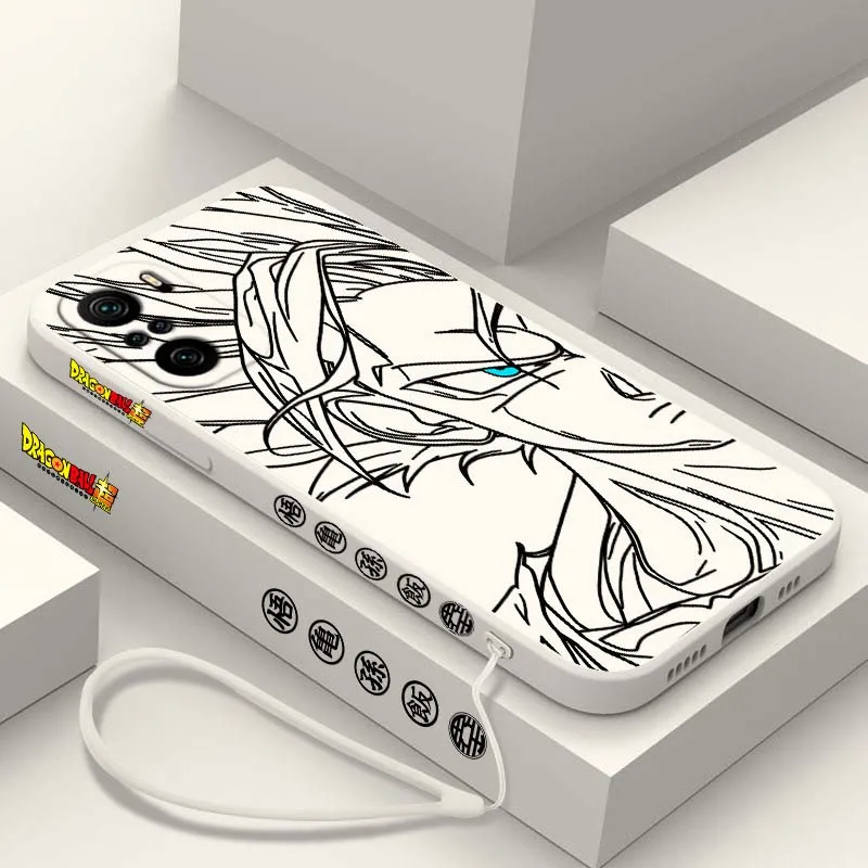 D-Dragon Ball Goku Anime Cool funda para Xiaomi Redmi Note 14 13 12 11 10 9 8 Pro Plus 4G 5G funda de teléfono con cuerda izquierda líquida - imagen 4