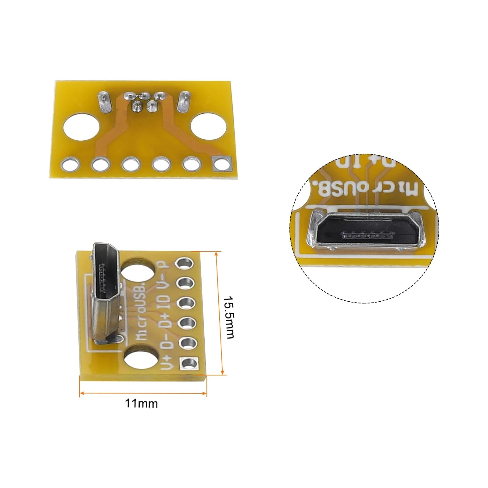 10 Uds. Enchufes hembra Micro Usb Vertical prueba 2,0 cabeza hembra un conector adaptador de placa Pcb para adaptadores de Cable de datos - imagen 3