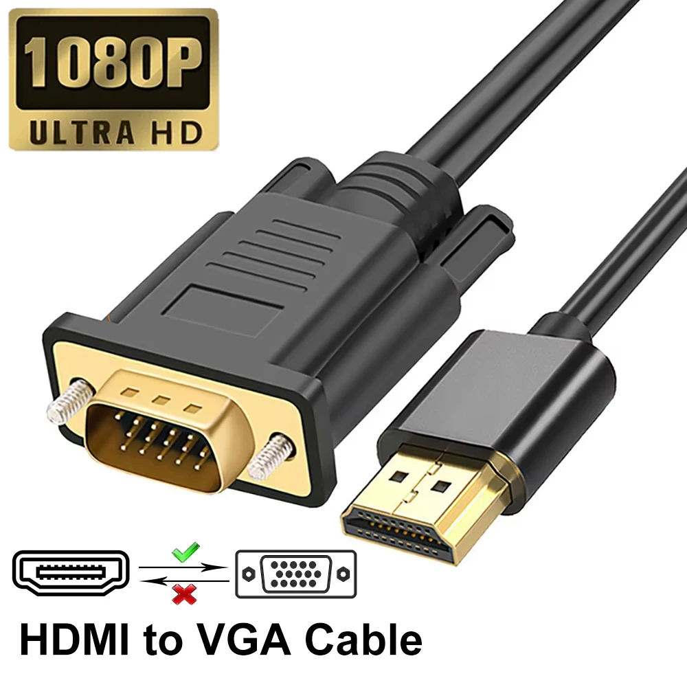 Cable HDMI a VGA macho a macho 1080P 60Hz Cable Compatible con HDMI a adaptador VGA Digital a analógico para ordenador portátil proyector